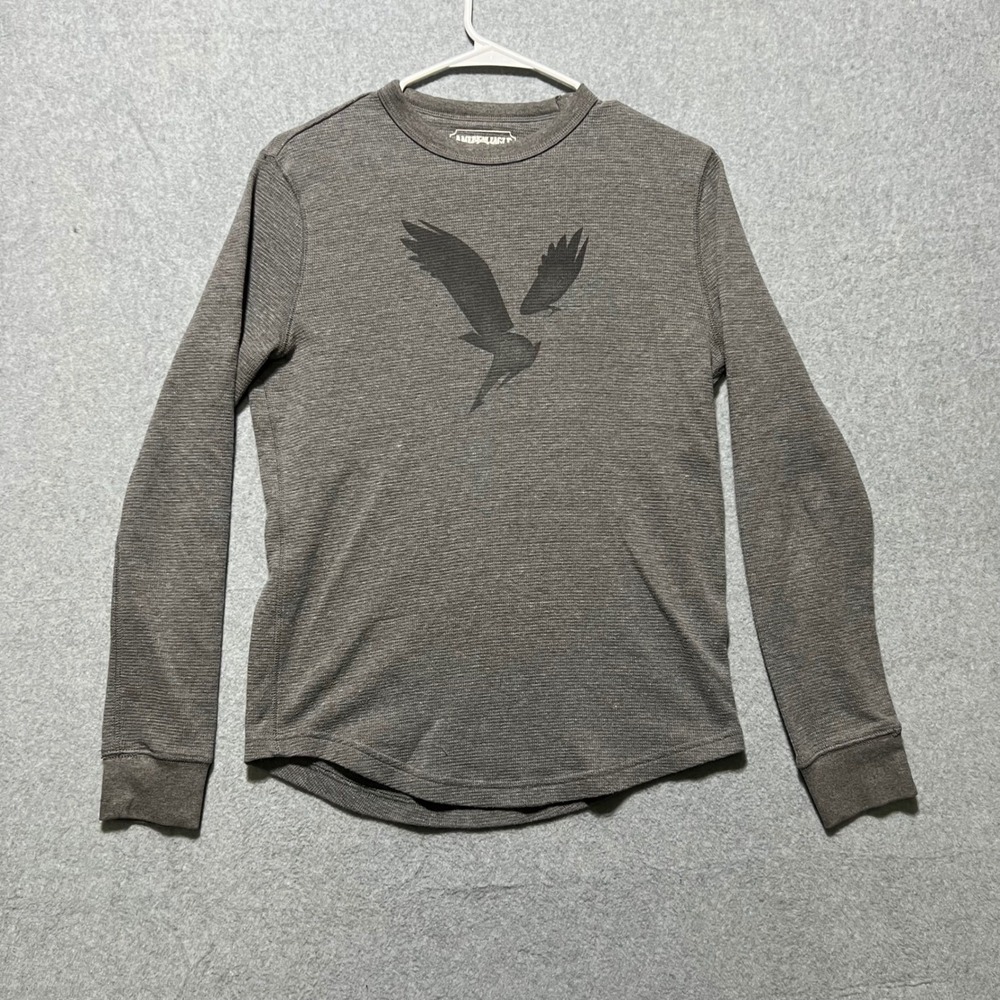 American Eagle Outfitters Mens Long Sleeve Gray Graphic Thermal Shirt XS skater